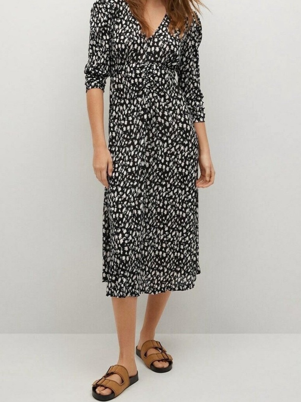 Mango Black and White Floral Maxi Dress
